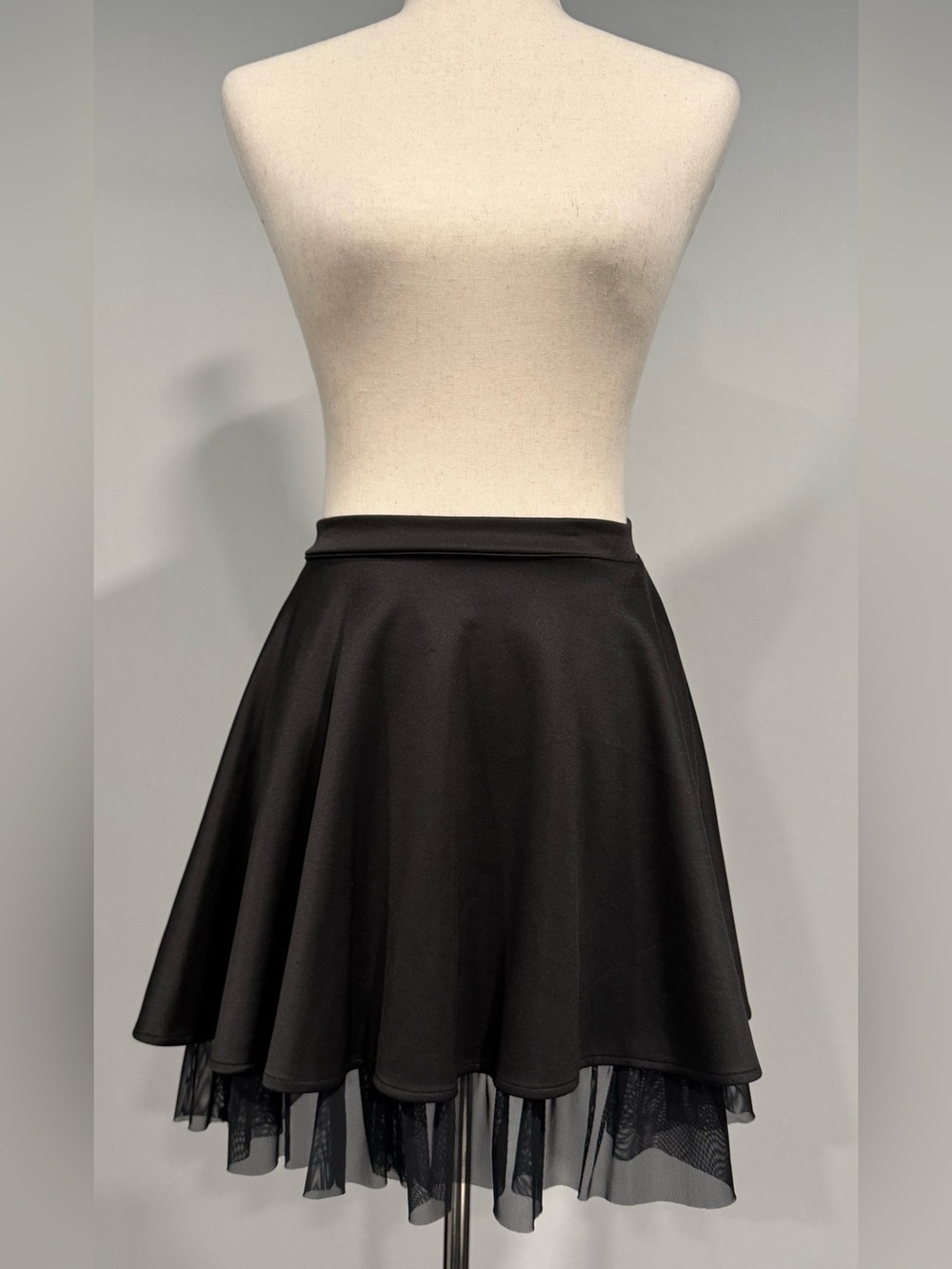 Simplicity Black Skater Skirt with Tulle Trim